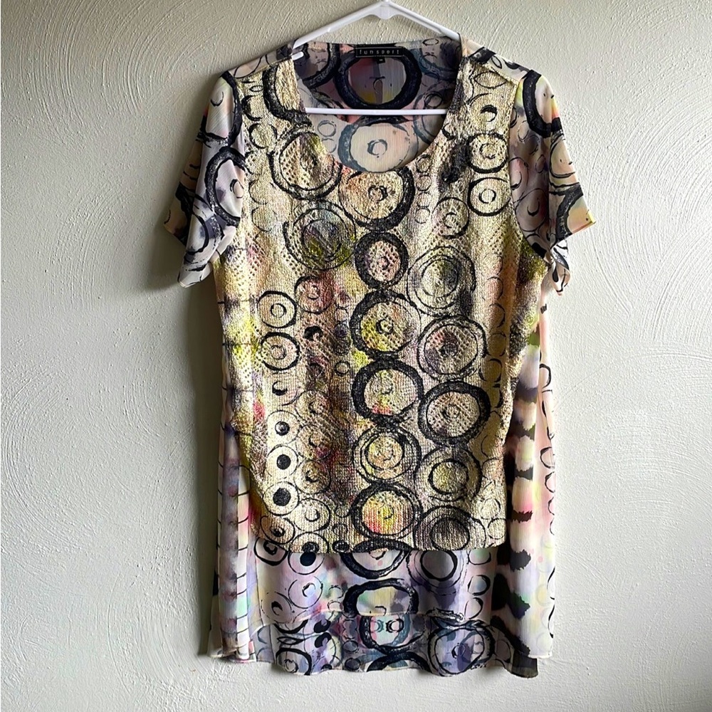 Funsport Layered Short Sleeve Blouse Size M
